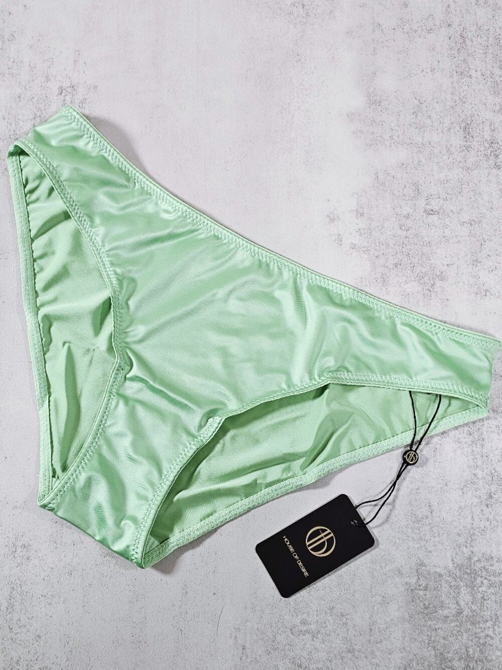 House of Desire Liquid Satin Silky Hipster Panties, Regal Mint, Size 1X/2X
